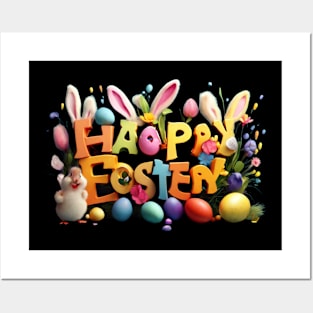 Happy Easter! Easter Bunnies Easter Gifts Posters and Art